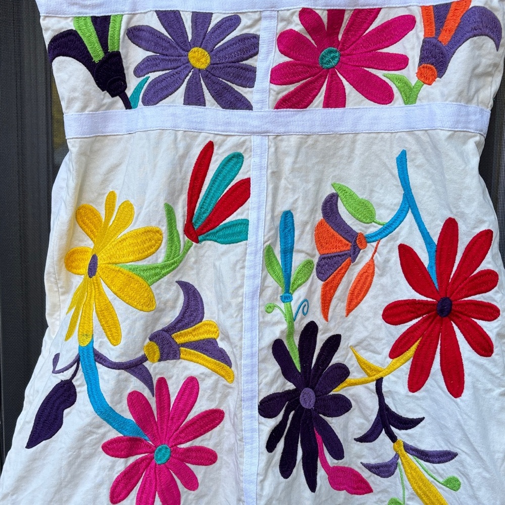 Tory Burch Ladies White Embroidered Floral Art Cotton Tank Top-6 - Picture 10 of 14